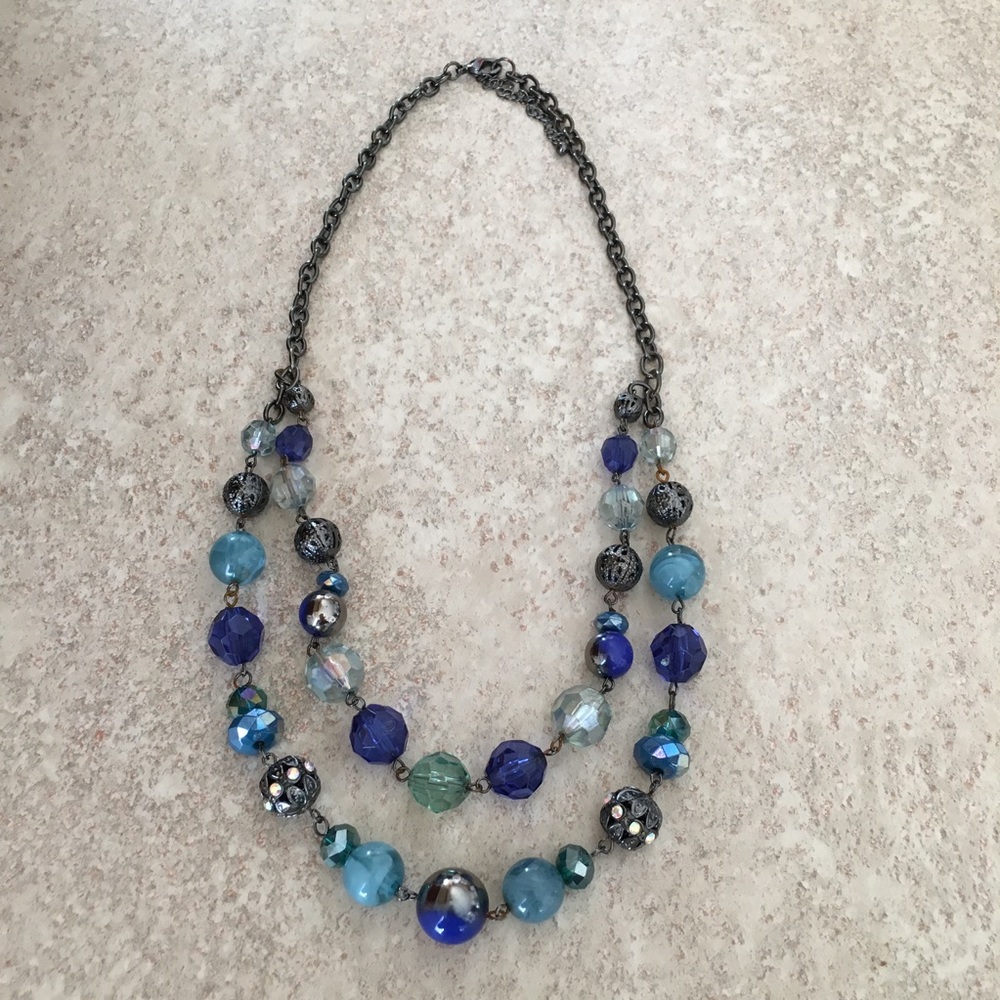 Pretty Blue Beaded Fashion Necklace